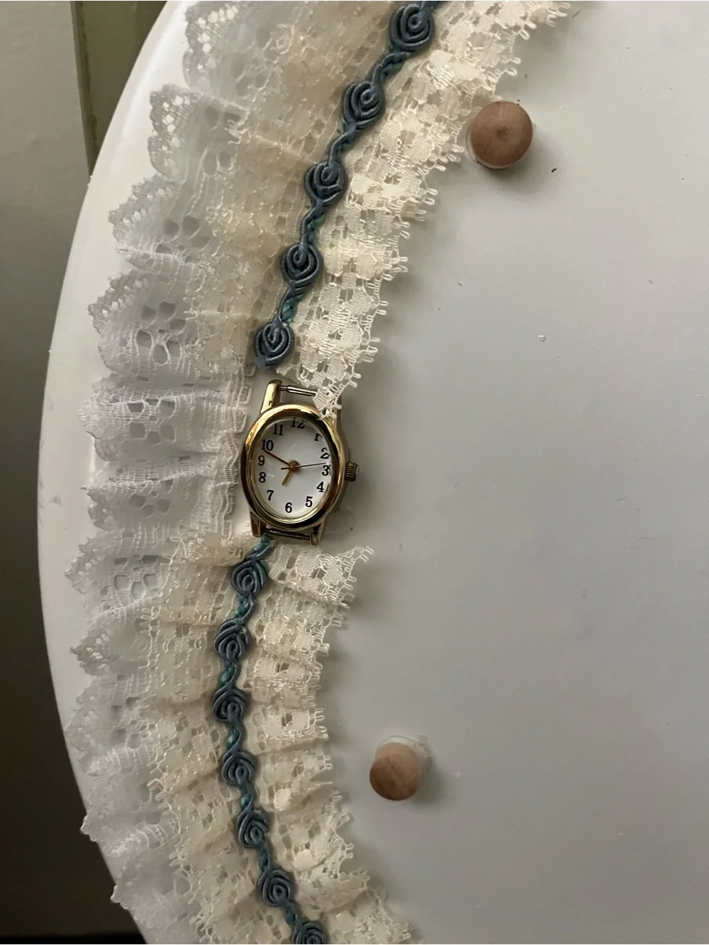 Handcrafted White and Blue Wall Clock - Decorative Home Wall Decor